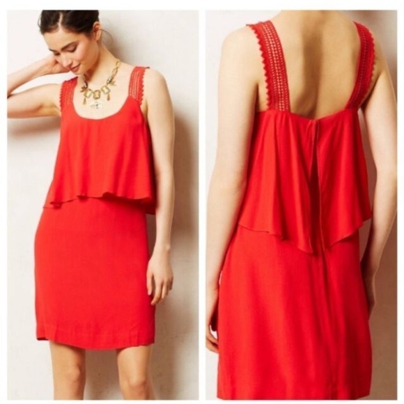 Maeve Dresses & Skirts - Anthropologie Maeve viscose blend cocktail casual red tiered dress